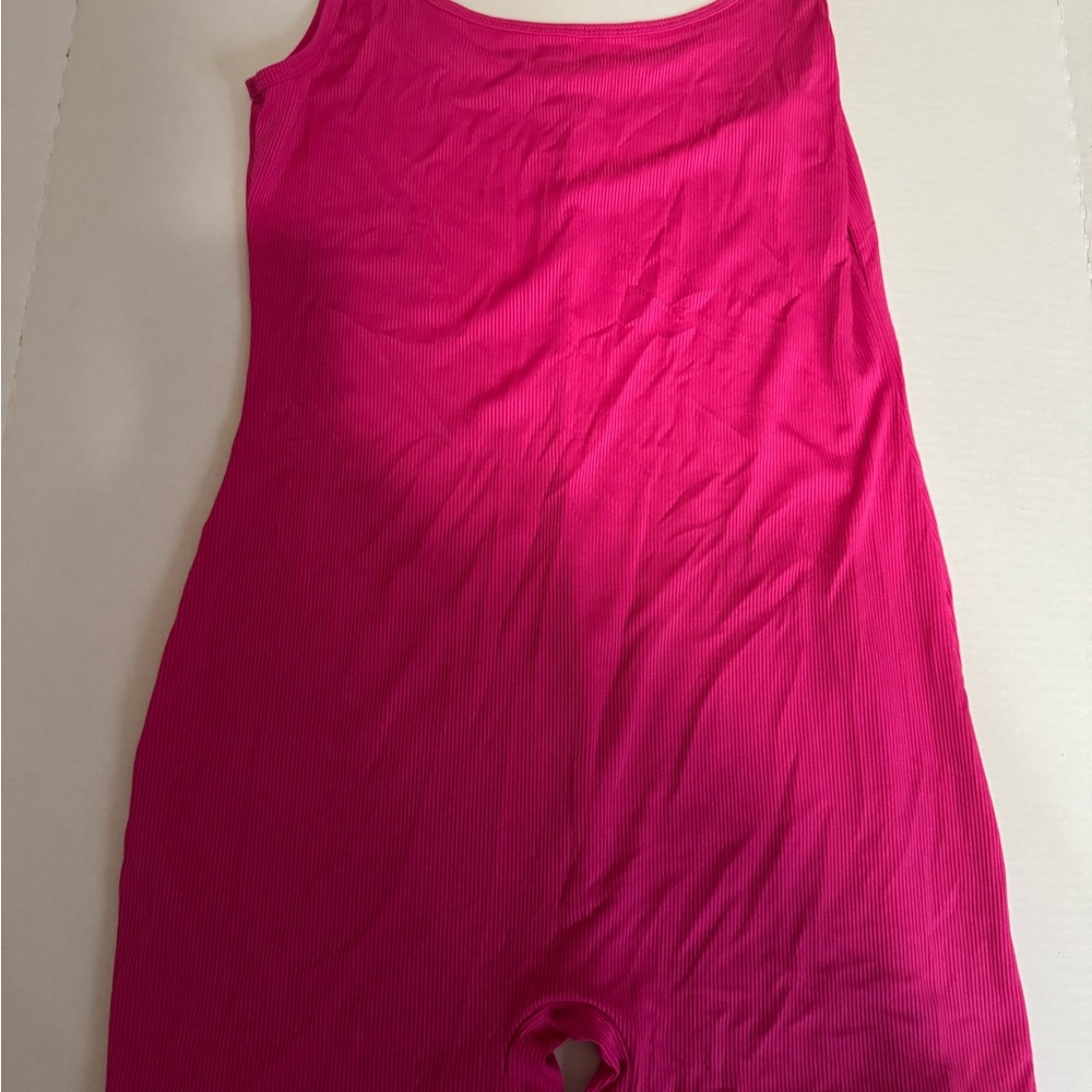 Women’s Pink Ribbed Sleeveless Romper